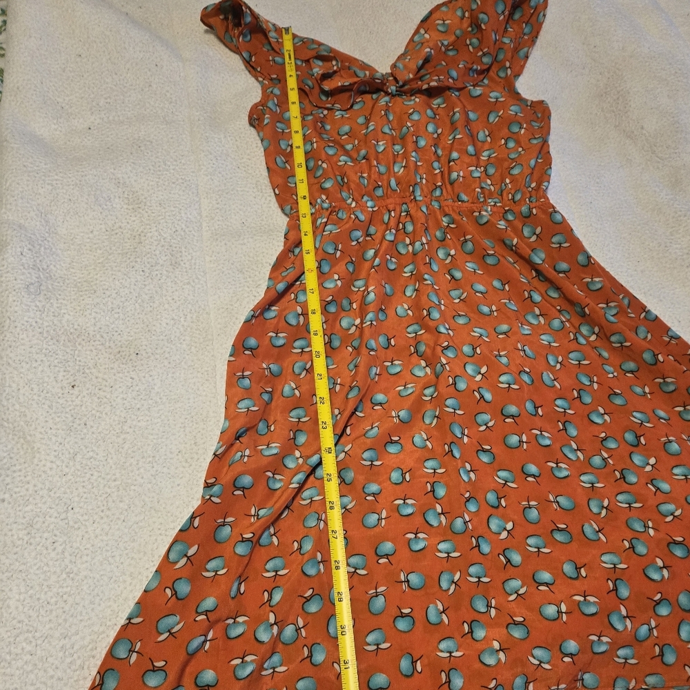 Ezra Orange and Blue Patterned Midi Dress